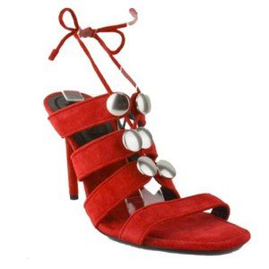 NWT Alexander Wang Allegra Suede Women's Red Strappy Heels Size EU 39.5